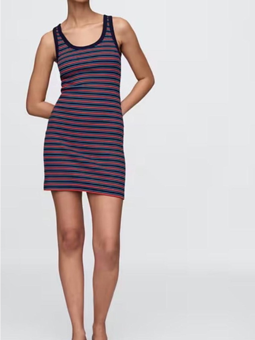 GAP Striped Ribbed Navy Red Mini Tank Dress XS